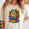 Trendy Halloween Rhinestone Ghost Retro Pumpkin T-shirt S-5XL
