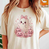 Pink Halloween Ghost Coquette Fall Design T-shirt S-5XL