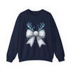 Leopard Rhinestone Christmas Bow Coquette Holiday Sweatshirt S-5XL