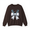 Leopard Rhinestone Christmas Bow Coquette Holiday Sweatshirt S-5XL