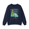 Pink Retro Merry Christmas Truck Coquette Tree Sweatshirt S-5XL