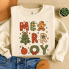 Preppy Merry Brushstroke Christmas Tree Retro Sweatshirt S-5XL