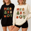 Preppy Merry Brushstroke Christmas Tree Retro Sweatshirt S-5XL