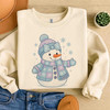 Cute Patchwork Snowman Girly Pink Winter Sweatshirt S-5XL