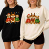 Bulldog Christmas Santa Reindeer Funny Holiday Sweatshirt S-5XL