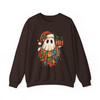 Patchwork Ghost Floral Holiday Lights Santa Hat Cozy Sweatshirt S-5XL
