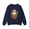 Patchwork Ghost Floral Holiday Lights Santa Hat Cozy Sweatshirt S-5XL