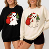 Santa Ghost Holiday Vibes Spooky Sweatshirt S-5XL