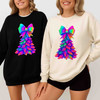 Christmas Tree Coquette Pastel Pink Bow Holiday Sweatshirt S-5XL