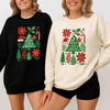 Merry and Bright Preppy Floral Christmas Tree Santa Hat Sweatshirt S-5XL