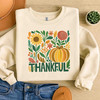 Give Thanks Retro Boho Floral Pumpkin Fall Sweatshirt S-5XL