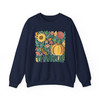 Give Thanks Retro Boho Floral Pumpkin Fall Sweatshirt S-5XL