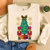 Retro Nutcracker Xmas Tree Leopard Gift Box Sweatshirt S-5XL