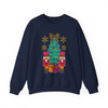 Retro Nutcracker Xmas Tree Leopard Gift Box Sweatshirt S-5XL
