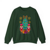 Retro Nutcracker Xmas Tree Leopard Gift Box Sweatshirt S-5XL