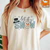 Let It Snow Winter Christmas Snowman Sublimation T-shirt S-5XL