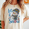 Let It Snow Cute Snowman Holiday Winter T-shirt S-5XL