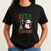 Let It Snow Winter Christmas Cute Snowman Leopard Tree T-shirt S-5XL
