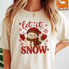 Let It Snow Snowman Winter Snowflakes Retro Christmas T-shirt S-5XL