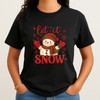 Let It Snow Snowman Winter Snowflakes Retro Christmas T-shirt S-5XL