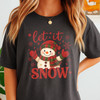 Let It Snow Snowman Winter Snowflakes Retro Christmas T-shirt S-5XL