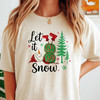 Snowman Christmas Preppy Holiday Stars Let It Snow T-shirt S-5XL