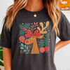 Retro Reindeer Boho Floral Christmas Preppy Holiday T-shirt S-5XL