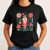 Boho Floral Nutcracker Holiday Christmas Preppy Festive T-shirt S-5XL
