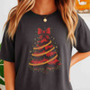 Pink Brushstroke Christmas Tree Merry Bright Cozy Xmas T-shirt S-5XL