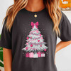 Pink Christmas Tree Cute Holiday Bow Cozy Xmas Gift T-shirt S-5XL