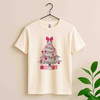 Pink Christmas Tree Cute Holiday Bow Cozy Xmas Gift T-shirt S-5XL