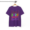 Happy New Year 2026 Checkered Bow Festive NYE Party T-shirt S-5XL