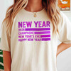 New Year 2026 Champagne NYE Party Crewneck Purple Graphic T-shirt S-5XL