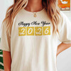 Happy New Year 2026 Gold Glitter Party Festive T-shirt S-5XL
