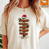 Rustic Christmas Signpost Merry Christmas Happy New Year Holiday T-shirt S-5XL