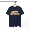Minimalist Merry Christmas Embossed 3D Puffy Lettering Holiday Crewneck T-shirt S-5XL