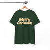 Minimalist Merry Christmas Embossed 3D Puffy Lettering Holiday Crewneck T-shirt S-5XL