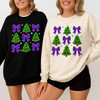 Neon Coquette Christmas Tree Cake Bow Sublimation Sweatshirt S-5XL