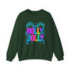 Holly Jolly Preppy Bow Brushstroke Holiday Sweatshirt S-5XL