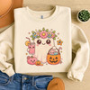 Cute Ghost with Flowers Candy Drink Summer Halloween Sweatshirt S-5XL