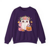 Cute Ghost with Flowers Candy Drink Summer Halloween Sweatshirt S-5XL