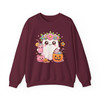 Cute Ghost with Flowers Candy Drink Summer Halloween Sweatshirt S-5XL