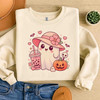 Halloween Ghost Bubble Tea Pumpkin Sublimation Sweatshirt S-5XL