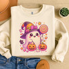 Cute Witch Ghost Candy Pumpkins Halloween Sweatshirt S-5XL