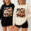 Christmas Snowman & Reindeer Preppy Holiday Brushstroke Sweatshirt S-5XL