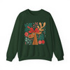 Retro Reindeer Boho Floral Christmas Preppy Holiday Sweatshirt S-5XL