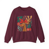 Retro Reindeer Boho Floral Christmas Preppy Holiday Sweatshirt S-5XL