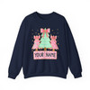 Personalized Coquette Glitter Christmas Tree Kids Name Brushstroke Sweatshirt S-5XL
