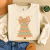 Iridescent Coquette Christmas Tree Girly Colorful Glitter Xmas Sweatshirt S-5XL