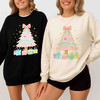 Unicorn Brushstroke Christmas Tree Preppy Merry Bright Cozy Holiday Sweatshirt S-5XL